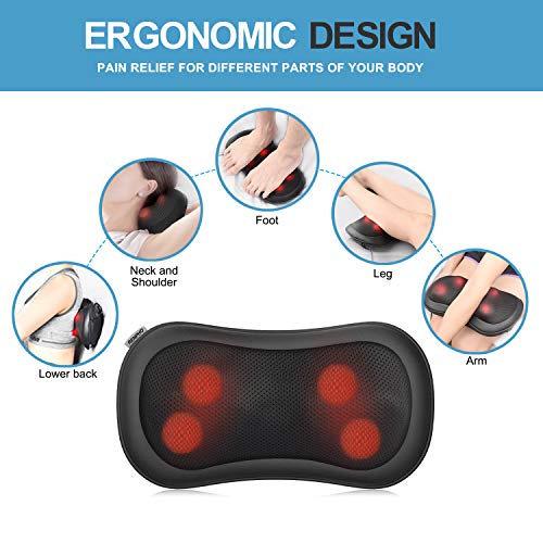 Neck and Back Massager Pillow, Shiatsu Electric Shoulder Massagers with Heat,  3D Deep Tissue Kneading for Shoulder, Legs, Foot, Body Muscle Pain Relief,  Gift for Dad Mom