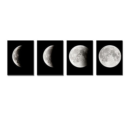 Wieco Art Moon Large Modern Giclee Canvas Prints Artwork Abstract Space Pictures Paintings on Stretched and Framed Canvas Wall Art Ready to Hang for Living Room Home Office Decorations
