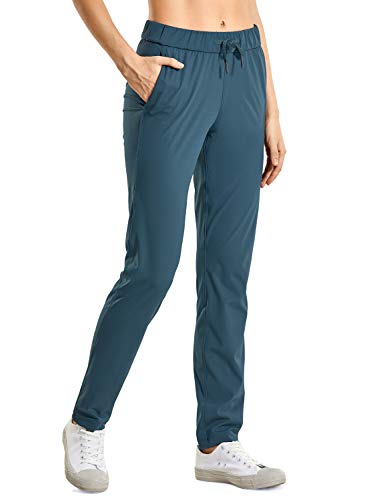 CRZ YOGA Women's Stretch Lounge Sweatpants Drawstring Travel Trousers Long Athletic Training Pants Slate Blue 14