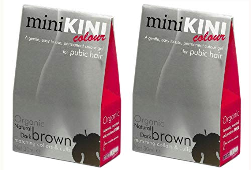 miniKini Organic Colour Permanent Dye For Pubic Bikini Hair Dark Brown Ladies Twin-Pack