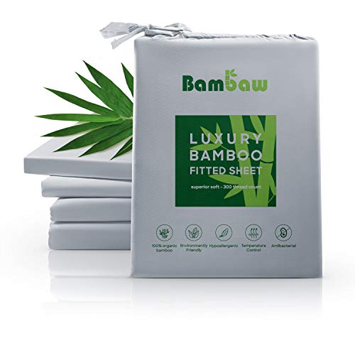 Bambaw Bamboo fitted sheet | Super King Fitted Sheet | Temperature control | Hypoallergenic Sheet | Breathable Fabric | Grey – 180x200