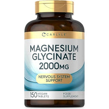 Load image into Gallery viewer, Magnesium Glycinate Supplements | 2000mg High Strength Magnesium Bisglycinate | 150 Vegan Tablets | by Carlyle
