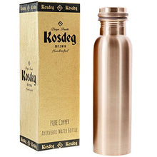 Load image into Gallery viewer, Kosdeg Copper Water Bottle 1 Liter / 34 Oz Extra Large - An Ayurvedic Pure Copper Vessel - Drink More Water, Lower Your Sugar Intake And Enjoy The Health Benefits Immediately
