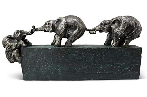 Sculpture “Family ties” - timeless symbol of family & team togetherness - ornament 43 cm long - ornamental elephant - perfect as a gift or decoration