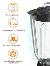 Load image into Gallery viewer, homgeek Blender Smoothie Maker, 700W Glass Blender Mixer with 1.5L Glass Jug, 6 Sharp Stainless Steel Blades for Smoothie, Milk Shake, Frozen Fruit and Ice Crush, 3 Adjustable Speeds, Silver and Black
