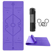 Load image into Gallery viewer, Aoweika Yoga Mat with Body Alignment System, Non Slip Thick Pilates Mat, TPE Fitness Mat, Home Workout Mat with Strap and Mesh Bag, Perfect for Yoga, Pilates and Gymnastics(183 x 61 x 0.6cm)
