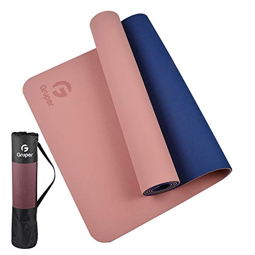 Gruper TPE Yoga Mat,Pro Yoga Mat Eco Friendly Non Slip Fitness Exercise Mat with Carrying Strap,Workout Mat for Yoga, Pilates and Floor Exercises