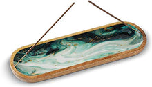 Load image into Gallery viewer, Folkulture Incense Holder or Incense Burner Holder, Insence Holder for Joss Sticks, Wooden Inscent Stand, Ash-Catcher for Insent Sticks for Home Décor Accessories, Mango Wood, Green Agate
