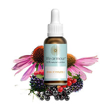 Load image into Gallery viewer, Life Armour Drops of Immunity+ | (30ml) | High Strength Vitamin C Supplement | 100% Natural Vitamin C Echinacea Drops | Alcohol Free and Vegan Friendly Tincture | Contains Elderberry | Made in The UK
