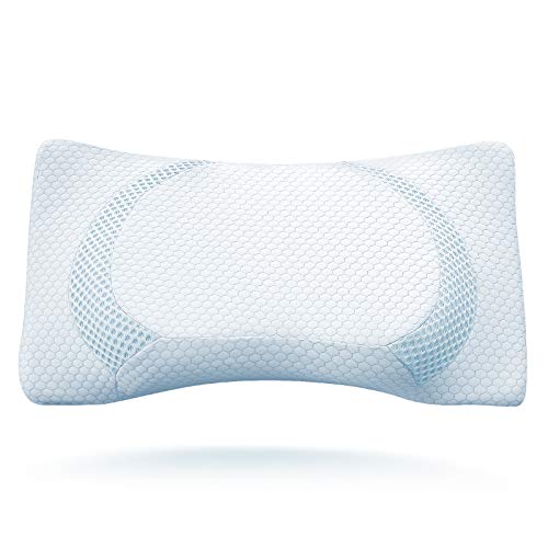 BESFAN Cervical Pillow Memory Foam, Orthopedic Pillow for Neck Pain（Two Heights）, Soft Supportive Washable Hypoallergenic Pillow Not Standard Size for Side & Back& Stomach Sleepers, 2pcs Pillowcase