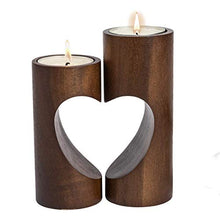 Load image into Gallery viewer, ChasBete Tea Light Candle Holders, Wood Tealight Holders, Cute Unity Heart Tea Light Holders for Home Decor - Dark
