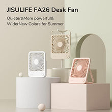 Load image into Gallery viewer, JISULIFE Desk Fan Small Quiet USB Fan, Rechargeable Portable Mini Fan, 180°Tilt Folding Personal Fan, 4 Speeds Strong Wind Battery Table Fan for Home Office Travel Outdoor-White
