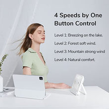 Load image into Gallery viewer, JISULIFE Desk Fan Small Quiet USB Fan, Rechargeable Portable Mini Fan, 180°Tilt Folding Personal Fan, 4 Speeds Strong Wind Battery Table Fan for Home Office Travel Outdoor-White
