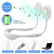 Load image into Gallery viewer, Wakana Portable Fan, Handsfree Mini USB Neck Fan Rechargeable Wearable Neckband Fan Portable Fan with Dual Wind Head | 3 Speeds | LED Light for Traveling Sport Outdoor Camping Office -White
