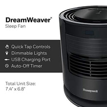 Load image into Gallery viewer, Honeywell Dreamweaver Sleep Black – Personal Fan with Pink Noise – USB Charging Port and On/Off Airflow for Use in Any Season
