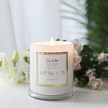 Load image into Gallery viewer, LA JOLIE MUSE Wild Rose &amp; Fig Scented Candle, Natural Soy Candle for Home, 50-65 Hours Long Burning, White Glass Jar, Home Gift, 9.9Oz/280g
