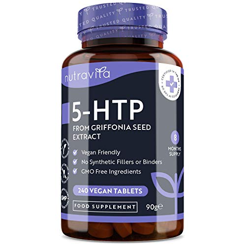 5HTP – 400mg Griffonia Seed Extract – 240 Vegan Tablets – 8 Months Supply of High Strength 5-HTP - 50mg from 400mg Griffonia Seed Extract – Made in The UK by Nutravita