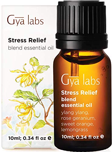 Gya Labs Stress Relief Essential Oil Blend - Rose Geranium and Ylang Ylang for Stress Relief and Calming Relaxation - 100 Pure Therapeutic Grade Aromatherapy Essential Oils Blends for Diffuser - 10ml