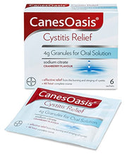 Load image into Gallery viewer, CanesOasis Cystitis Relief | Granules for Oral Solution to Relieve &amp; Treat the Burning &amp; Stinging of Cystitis | 48hr Complete Course | Cranberry Flavour | Pack of 6 Sachets
