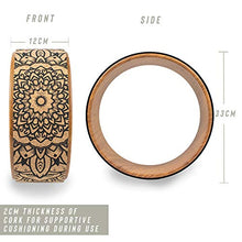 Load image into Gallery viewer, Myga RY977 Cork Yoga Wheel for Yoga Poses and Backbends Inversions - Natural Cork with Wood-Effect and Mandala Print, Eco Dharma Yoga Prop Wheel
