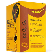 Load image into Gallery viewer, Taka Turmeric Tea, Organic Masala Chai, Individually Wrapped Turmeric Chai Tea Bags, High Dose of Turmeric, Certified Organic by Soil Association (1 x Carton (15 Tea Bags))
