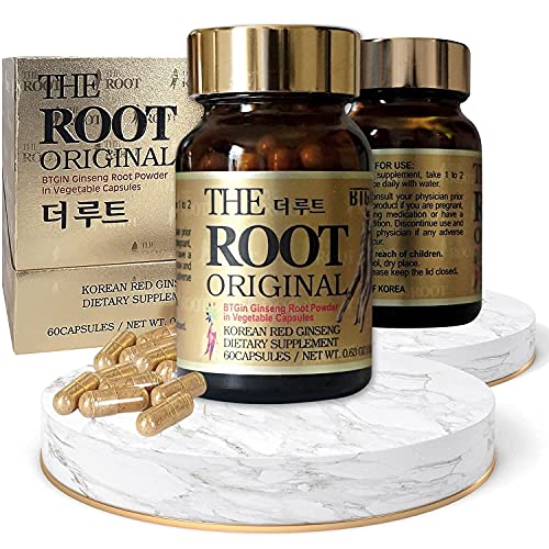 BTGIN Korean Red Ginseng Capsules, Natural Energy Supplements for Immune Support, Stress Relief, Focus and Mental Clarity, The Root Original Enriched with Pure Ginsenosides Rg3