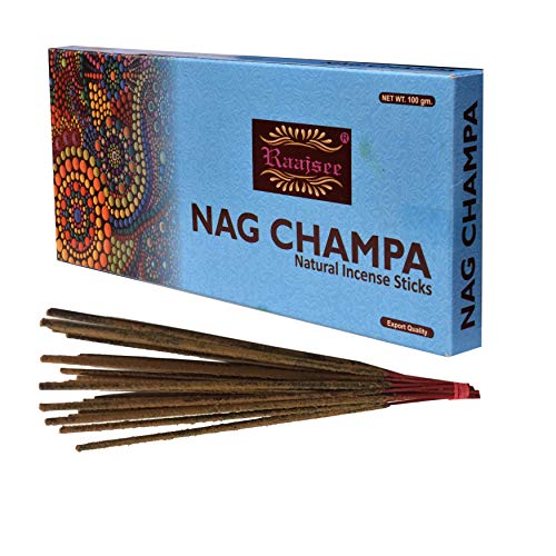 raajsee Nagchampa Incense Sticks 100 Gm Pack-100% Pure Organic Natural Hand Rolled Free From Chemicals-Perfect For Church,Aroma therapy,Relaxation,Meditation,Positivity & Sensual Therapy 100 gm pack