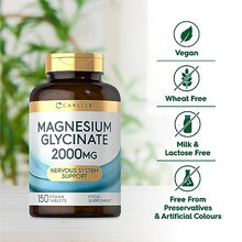 Load image into Gallery viewer, Magnesium Glycinate Supplements | 2000mg High Strength Magnesium Bisglycinate | 150 Vegan Tablets | by Carlyle
