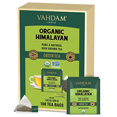 VAHDAM, Organic Himalayan Green Tea Leaves (100 Tea Bags) | 100% Natural Green Tea, Detox Tea, ANTIOXIDANTS Rich - Green Tea Loose Leaf Tea Bag