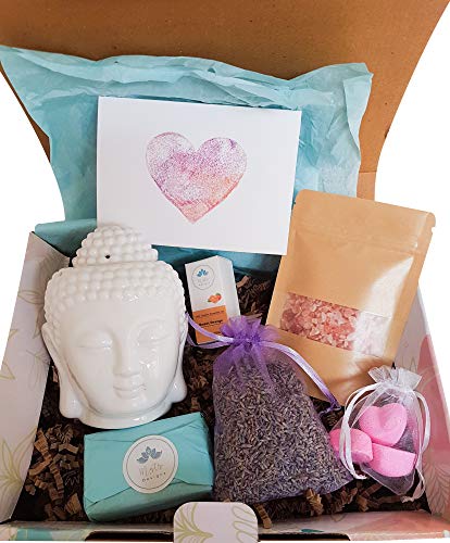 7 Piece Luxury Vegan Spa Gift Set with Natural Handmade Ayurvedic Soap & Buddha Oil Burner – Gift Hamper for All Occasions, Birthday Gift Hamper, Wellness Hamper, Self Care Package and Relaxation Gift