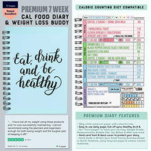 Load image into Gallery viewer, Calorie Counting Food Diet Diary Log Planner A5 Wired Bound Journal Weight Loss Wellness Fruit Health 7 Week Duration Blue with Stickers[48] 2021
