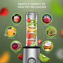 Load image into Gallery viewer, HadinEEon Smoothie Blender, 3 Modes Portable Stainless Steel Blender with 2 of 600ml BPA-Free Bottle for Shakes, Fruit, Vegetables, Baby Food, 350W
