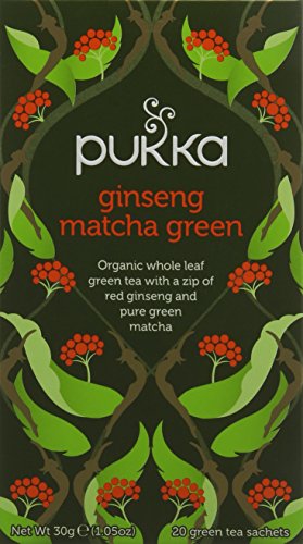 Pukka Ginseng Matcha Green, Organic Green Herbal Tea with Sencha (4 Pack, 80 Tea bags)