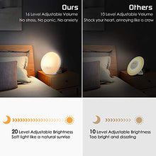 Load image into Gallery viewer, Alarm Clock Wake Up Light- Light Alarm Clock with Sunrise/Sunset Simulation Dual Alarms and Snooze Function, 7 Colors Atmosphere Lamp, 7 Natural Sounds and FM Radio, Ideal for Gift
