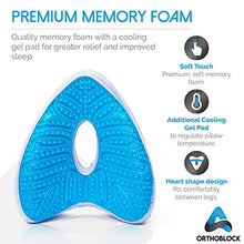 Load image into Gallery viewer, OrthoBlock Knee Pillow incl. Osteopath Appraised Health and Wellbeing Care Guide, Velour Case With Cooling Pad and Knee Support Strap - Memory Foam Leg Pillow Perfect for Sciatica Pain Relief (Grey)
