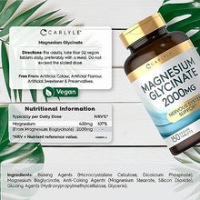 Load image into Gallery viewer, Magnesium Glycinate Supplements | 2000mg High Strength Magnesium Bisglycinate | 150 Vegan Tablets | by Carlyle
