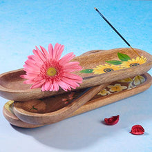 Load image into Gallery viewer, Incense Holder or Incense Burner Holder, Wooden Insence Holder or Ash Catcher Tray for Insent Stick, Incense Stick Burner for Home Décor Aromatherapy, Mango Wood, Sunflower
