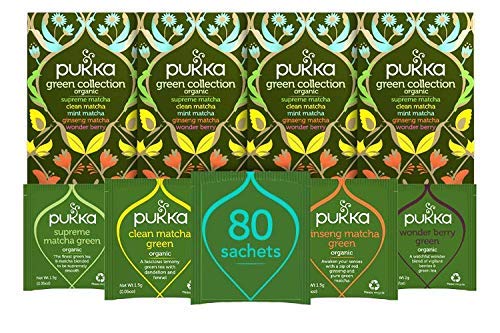 Pukka Green Collection, Selection of Five Organic Green Teas (4 Pack, 80 Tea bags)