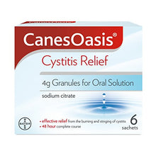 Load image into Gallery viewer, CanesOasis Cystitis Relief | Granules for Oral Solution to Relieve &amp; Treat the Burning &amp; Stinging of Cystitis | 48hr Complete Course | Cranberry Flavour | Pack of 6 Sachets
